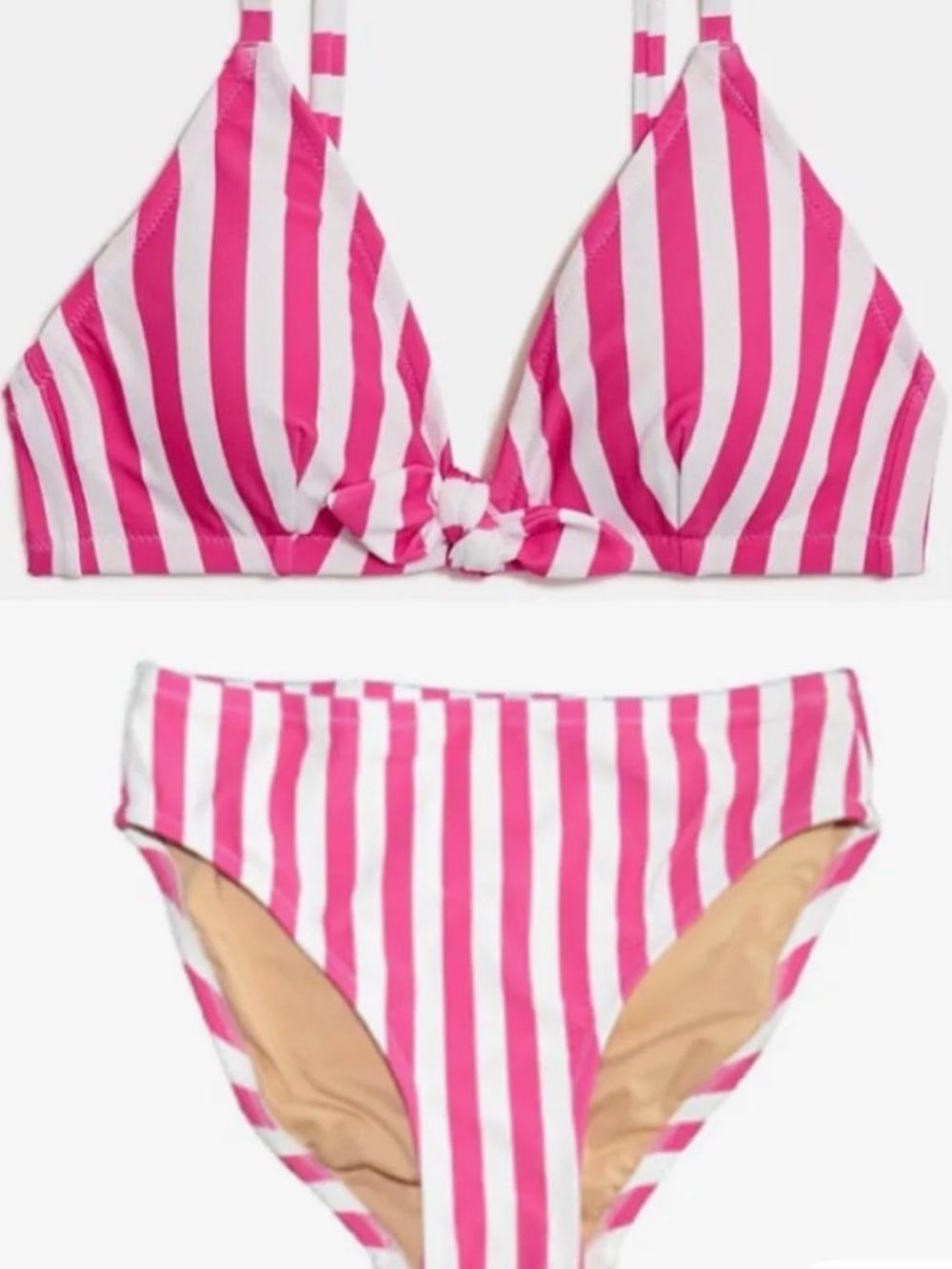 J Crew high waisted Pink and White Striped Bikini Set